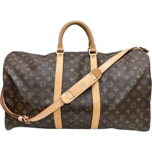 Louis Vuitton Keepall Bandouliere Bag Nume Leather Brown